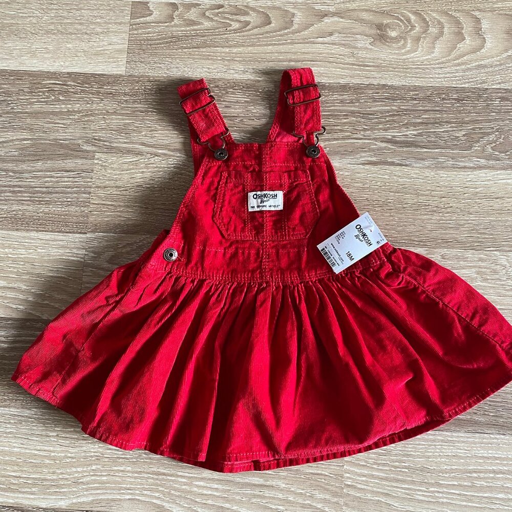 Red Oshkosh pinafore overall dress